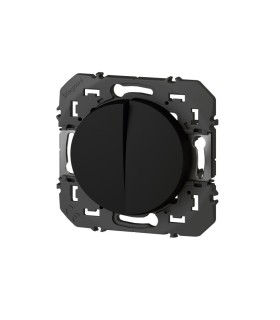 Double interrupteur ou va-et-vient dooxie 10AX noir emballage blister