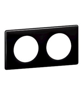 Plaque Céliane Laqué 2 postes finition Noir