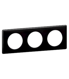 Plaque Céliane Laqué 3 postes finition Noir