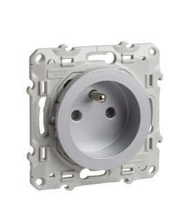 Prise de courant 2P+T 16A alu à griffes Odace