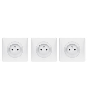 Lot de 3 prises 2 P+T connectées Céliane with Netatmo complète blanche
