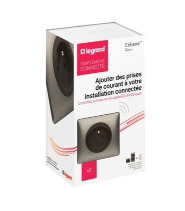 Lot de 3 prises connectées Céliane with Netatmo 16A plaque graphite