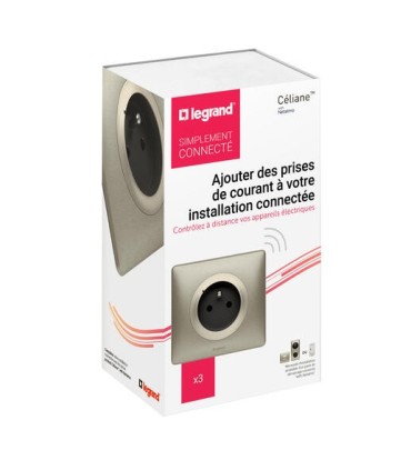 3 prises connectées Céliane with Netatmo 16A - plaque Titane