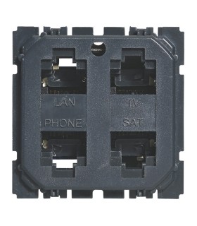 Prise quadruple RJ45 STP multimédia Céliane réseau Optimum auto