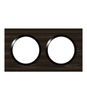 Plaque carrée dooxie 2 postes finition effet bois ébène