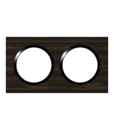 Plaque carrée dooxie 2 postes finition effet bois ébène