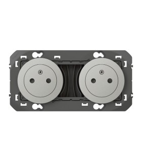 Double prise de courant 2P+T Surface dooxie 16A précâblées finition alu
