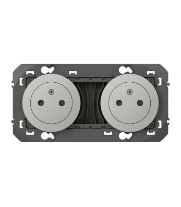 Double prise de courant 2P+T Surface dooxie 16A précâblées finition alu