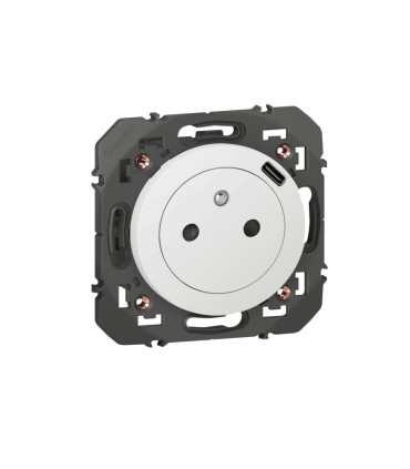 Prise Surface Dooxie avec chargeur USB Type-C intégré blanc