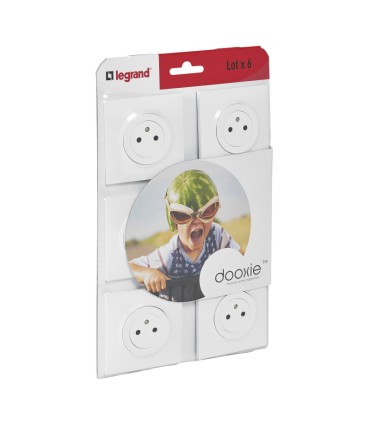 Lot de 6 prises 2P+T Surface Dooxie 16A avec plaques carrées blanches