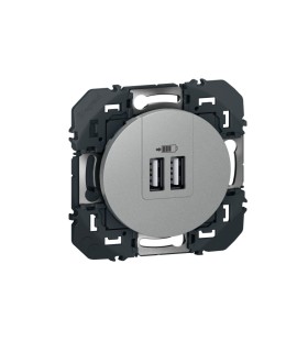 Double chargeur USB Type A Dooxie 3A finition alu