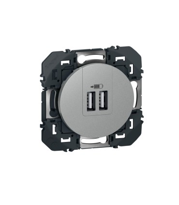 Double chargeur USB Type A Dooxie 3A finition alu