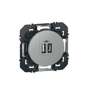 Double chargeur USB Type A +Type C Dooxie 3A finition alu