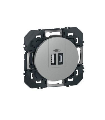 Double chargeur USB Type A +Type C Dooxie 3A finition alu