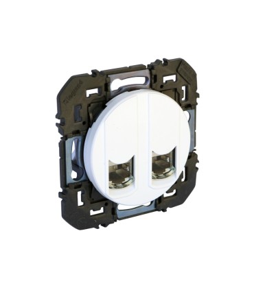 Double prise RJ45 catégorie 6 STP Dooxie blanc