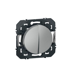 Poussoir double dooxie 6A 250V~ finition alu