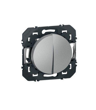 Poussoir double dooxie 6A 250V~ finition alu