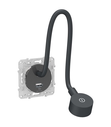 Liseuse avec chargeur USB type A - 2,1A Odace - anthracite