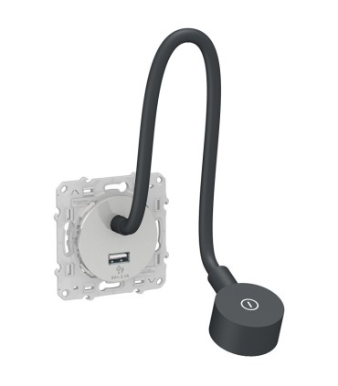 Liseuse avec chargeur USB type A - 2,1A Odace - alu