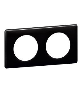 Plaque Céliane 2 postes Laqué noir