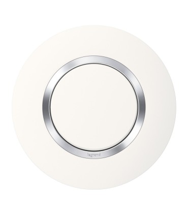Plaque ronde dooxie 1 poste finition blanc avec bague effet chromé
