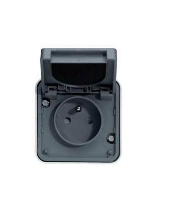 Prise étanche complète Cubyko 2P+T saillie grise