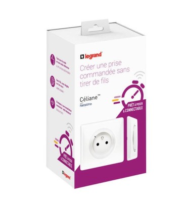 Prêt à poser Céliane créer une prise commandée : prise + cde sans fil - blanc