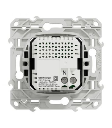 Prise USB double Odace type A+C - 5 Vcc - 2,4A - Anthracite