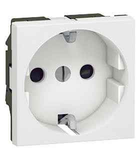 Prise  Mosaic 2P+T  std germanique - bornes à vis - 2 modules - blanc
