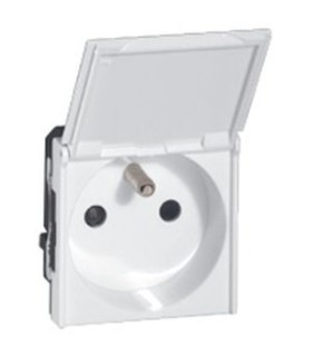 Prise 2P+T Mosaic à volet - 2 modules - blanc