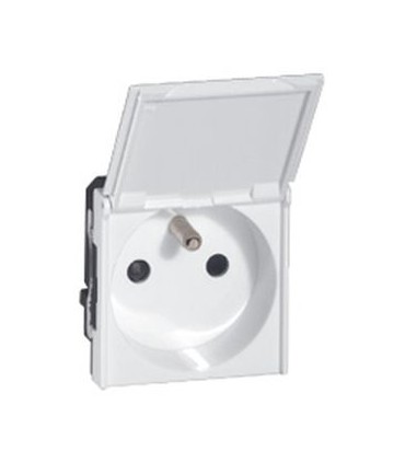 Prise 2P+T Mosaic à volet - 2 modules - blanc