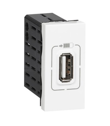 Prise USB 230 V / 5 V Mosaic 1 port - 1 module - blanc