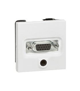 Prise Vidéo HD15 femelle + Jack 3,5 mm à visser Mosaic - 2 modules - blanc