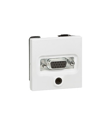 Prise Vidéo HD15 femelle + Jack 3,5 mm à visser Mosaic - 2 modules - blanc