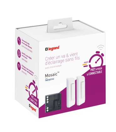 Prêt à poser 1 micromodule + 2 commandes sans fil Mosaic Blanc