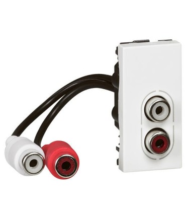 2 RCA MOSAIC femelle préconnectorisée  avec cordon, Blanc