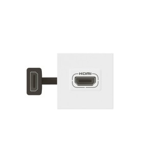 Prise HDMI Mosaic type A version 2.0 préconnectorisée 2 modules blanc