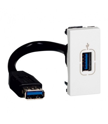 Prise USB 2.0 femelle préconnectorisée Mosaic 1 module blanc