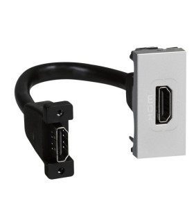 Prise HDMI type A Mosaic version 2.0 préconnectorisée 1 module Aluminium