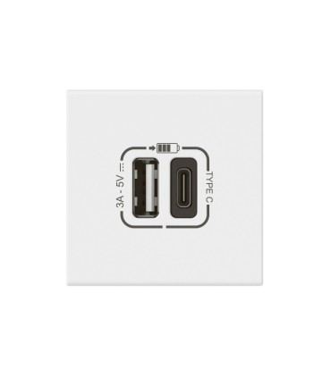 Chargeur USB Type A + C 3A 15W Mosaic Link 2 modules blanc