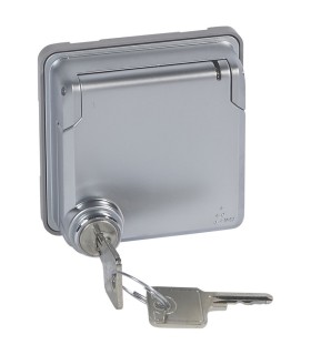 Adaptateur avec volet à clé Soliroc IP55 IK10 pour mécanismes Mosaic 2 modules