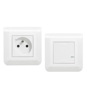 Prêt à poser créer une prise commandée 1 prise+1 cde ss fil Mosaic blanc