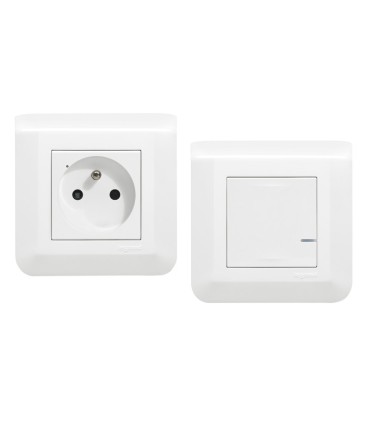 Prêt à poser créer une prise commandée 1 prise+1 cde ss fil Mosaic blanc
