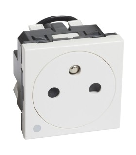 Prise 2P+T Surface avec voyant Mosaic 2 modules bornes automatiques blanc antimicrobien