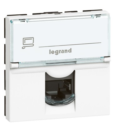 Prise RJ45 catégorie6 FTP inclinée à 90° Mosaic 2 modules blanc