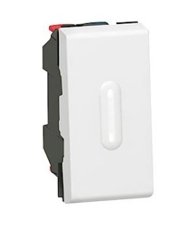 POUSSOIR INVERSEUR MOSAIC 1 MOD - À VOYANT À LED - 6 A - BLANC