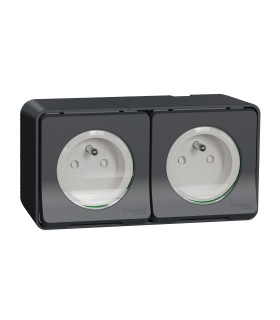 Double prise Mureva Styl 2P+T 16A saillie gris
