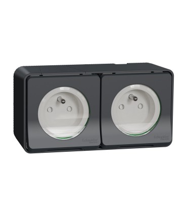 Double prise Mureva Styl 2P+T 16A saillie gris