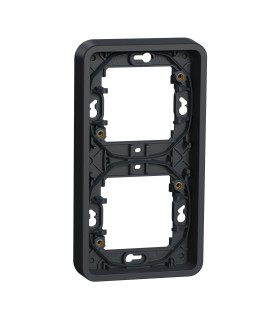 Cadre 2 postes Mureva Styl pour montage vertical encastré gris