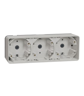 Boîte Mureva Styl 3 postes horizontaux saillie blanc